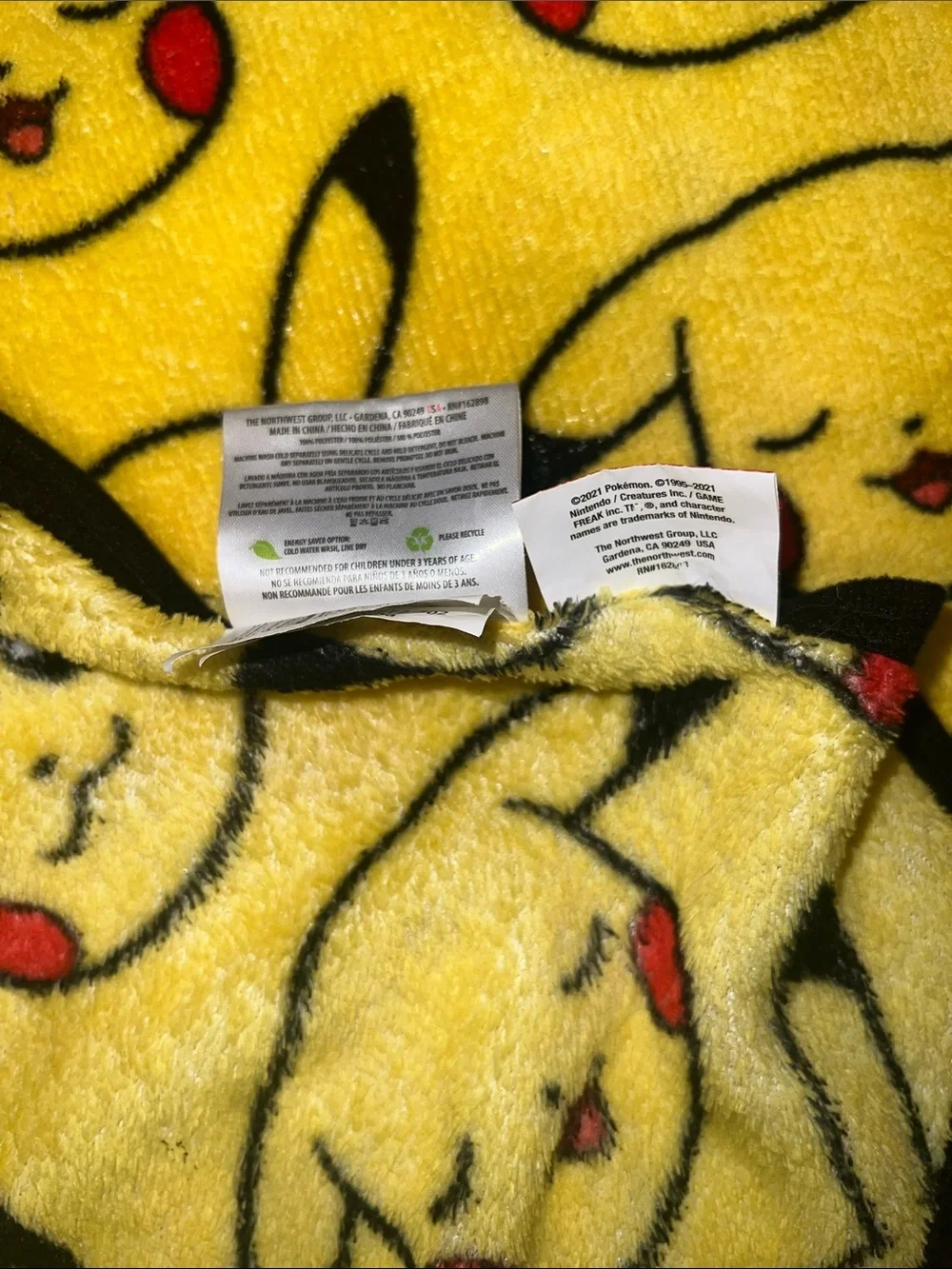 Northwest Yellow Pikachu Face Plush Throw Blanket